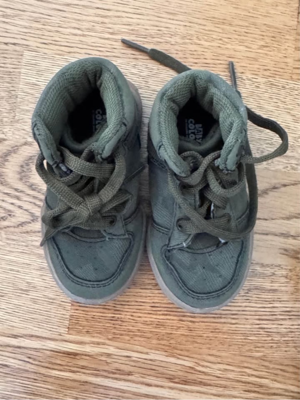 Kids Olive Green High-Top Sneakers